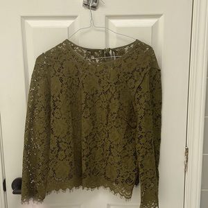 J crew lace olive top with satin olive cami